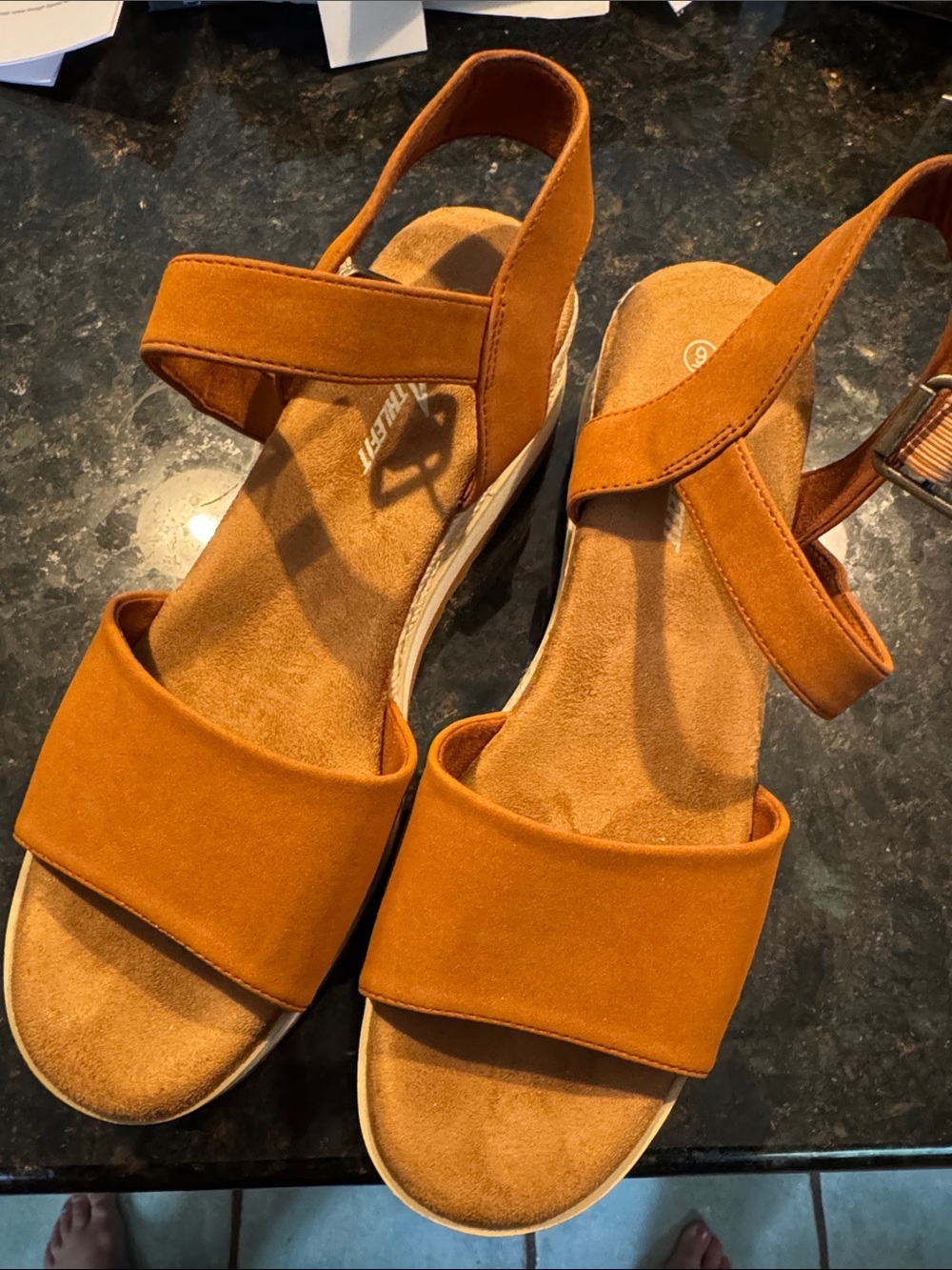 Women's Casual Suede Slingback Sandals - Orange